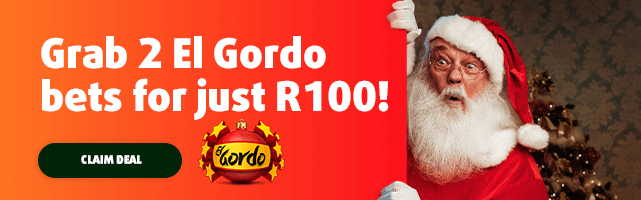 A banner image showing that you can get two El Gordo bets for just R100